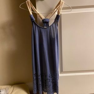 Blue cut out tank top